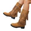 Autumn new multi-layer fringed boots low heel casual boots high boots-4 large size boots