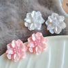 1pair Acrylic White Camellia Flowers Stud Earrings for Women Fashion Temperament  Earring Party Wedding Jewelry Wholesale