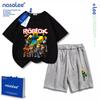 Fashionable children's cartoon pattern children's T-shirt+shorts children's shorts