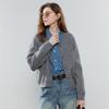 Women's Retro Twisted Knit Silver Thread Cardigan