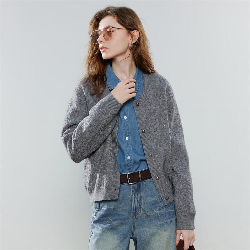 Cardigan torsadé rétro pour femme avec fil argenté