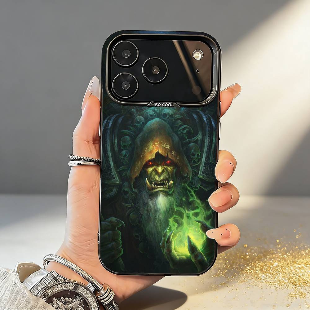 G-Game T-The W-World of W-Warcraft Phone Case For iPhone17 16 15 14 13 12 Pro Max Grey Black Matte Laser Metallic Aurora Funda