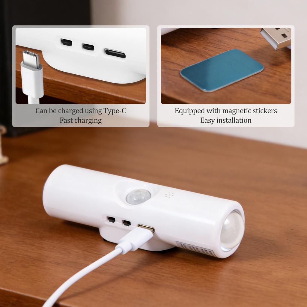 Double-head LED Night Light with Motion Sensor RGB Rechargeable Magnetic Wall Lamp Mood Ambient Light for Cabinet Hallway Stair