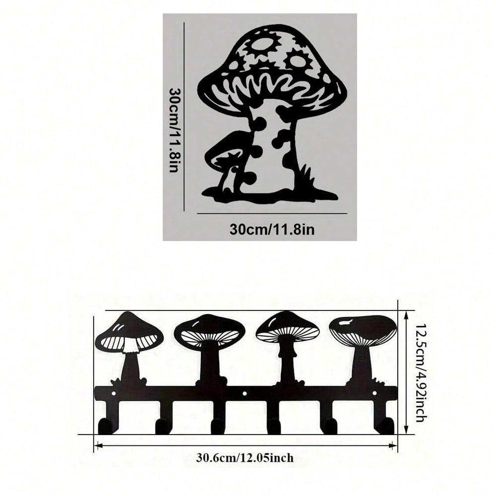 Mushroom Shaped Wall Hook for Bags and Keys Modern Home Decor Metal Artwork Rustic Room Decor