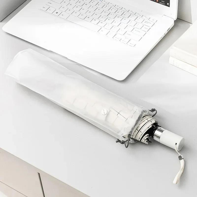 2pcs Translucent Plastic Bag Umbrella Storage Bag Reusable Portable Umbrella Drawstring Storage Cover for Travel Bag Organizer