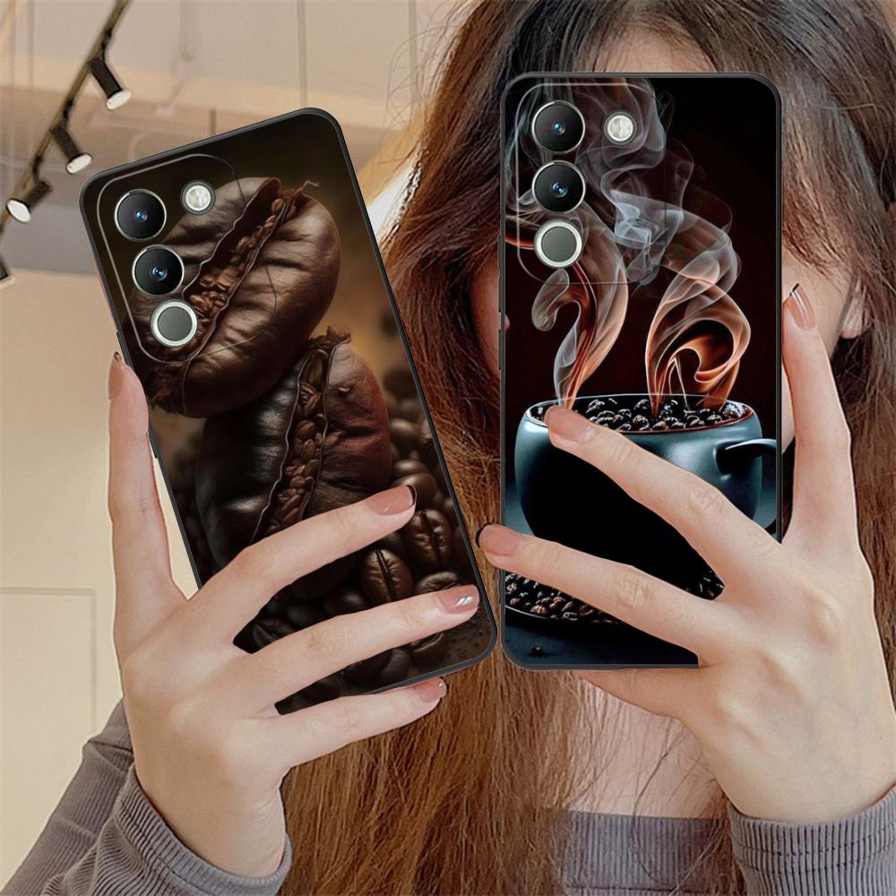 Coffee Beans Matte TPU Mobile Phone Case for VIVO V60 V50 V40 V30 V29 V27 V25 V23 Pro Lite 5G Colorful Printing Cover