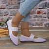 Modische Ballerinas Damen Frühling Herbst Lässig Strick Slip-on Niedrige Absätze Spitzschuhe für Frauen Freizeitschuhe Frau Übergröße