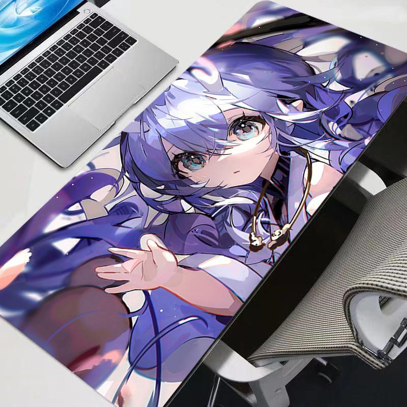 Large Gaming Mouse Pad Antislip Desk Mat Stitched Edges Stylish Aqua Fantasy Anime Print Smooth Surface for PC Laptop