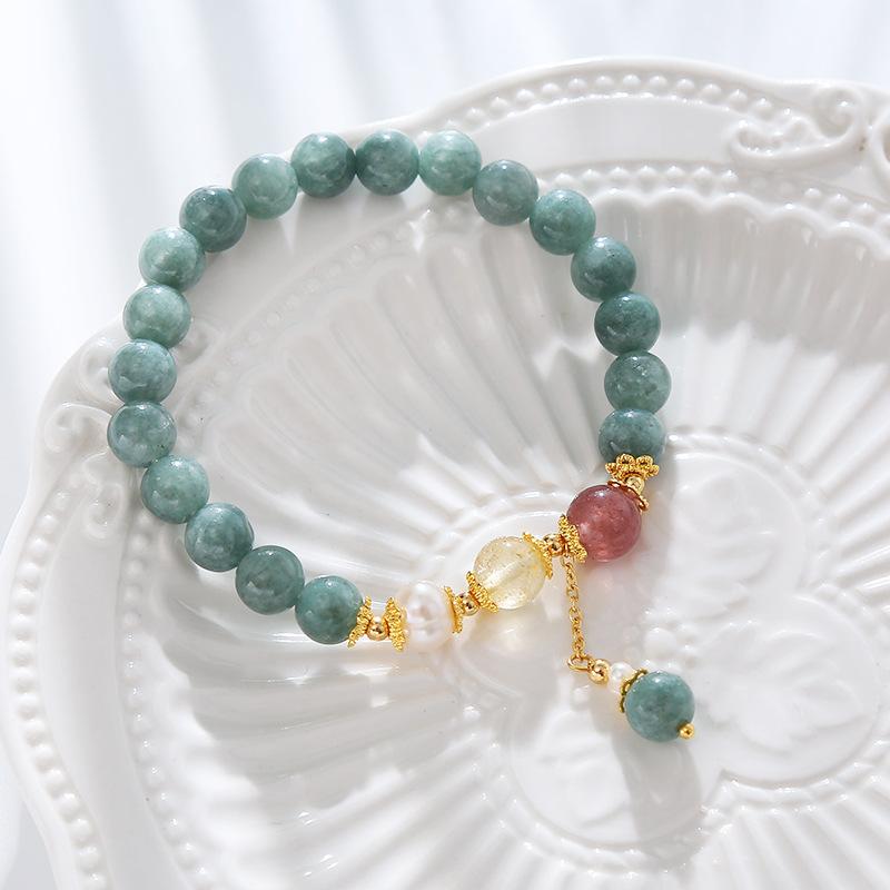 Jade Crystal Bracelet Freshwater Pearl Strawberry Crystal Accessories Bangles Women Fashion Jewelry Accessories Gift