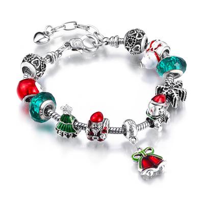 Handmade DIY Style Bracelet Christmas Series Santa Bell Alloy Big Hole Bead Bracelet