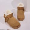 Cozy Plush-Lined Winter Snow Boots for Men and Women - Elegant Bow Detail, Soft Sole, Indoor/Outdoor Fashion Slippers