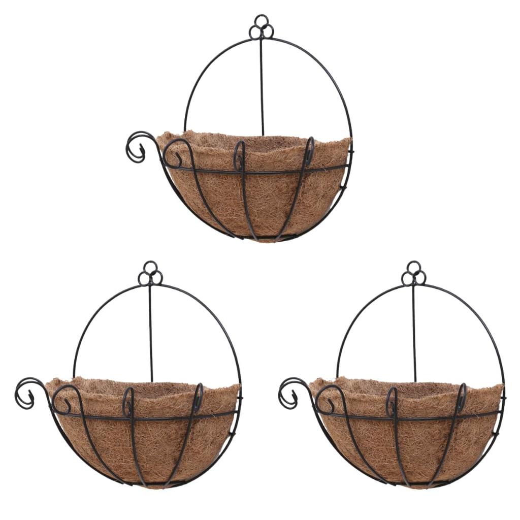 MaT store Hanging Basket Semicircular Flower Gardening Accessories Wall Hanging Outdoor Set of 3