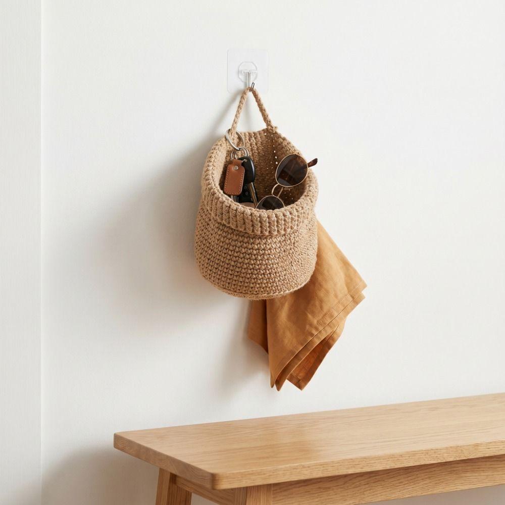 Hand-Woven Wall Hanging Basket Decorative Soft Vegetable Fruit Storage Baskets Space Saving Egg Fruit Storage Container
