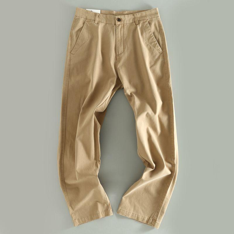 Men's Casual Pants from Foreign Trade Export Surplus, European Quality, Solid Color, Pure Cotton, Trendy Straight-Leg Long Pants for Men