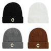 Winter Casual Knit Cap With Letter Design For Outdoor Activities Characters Included)