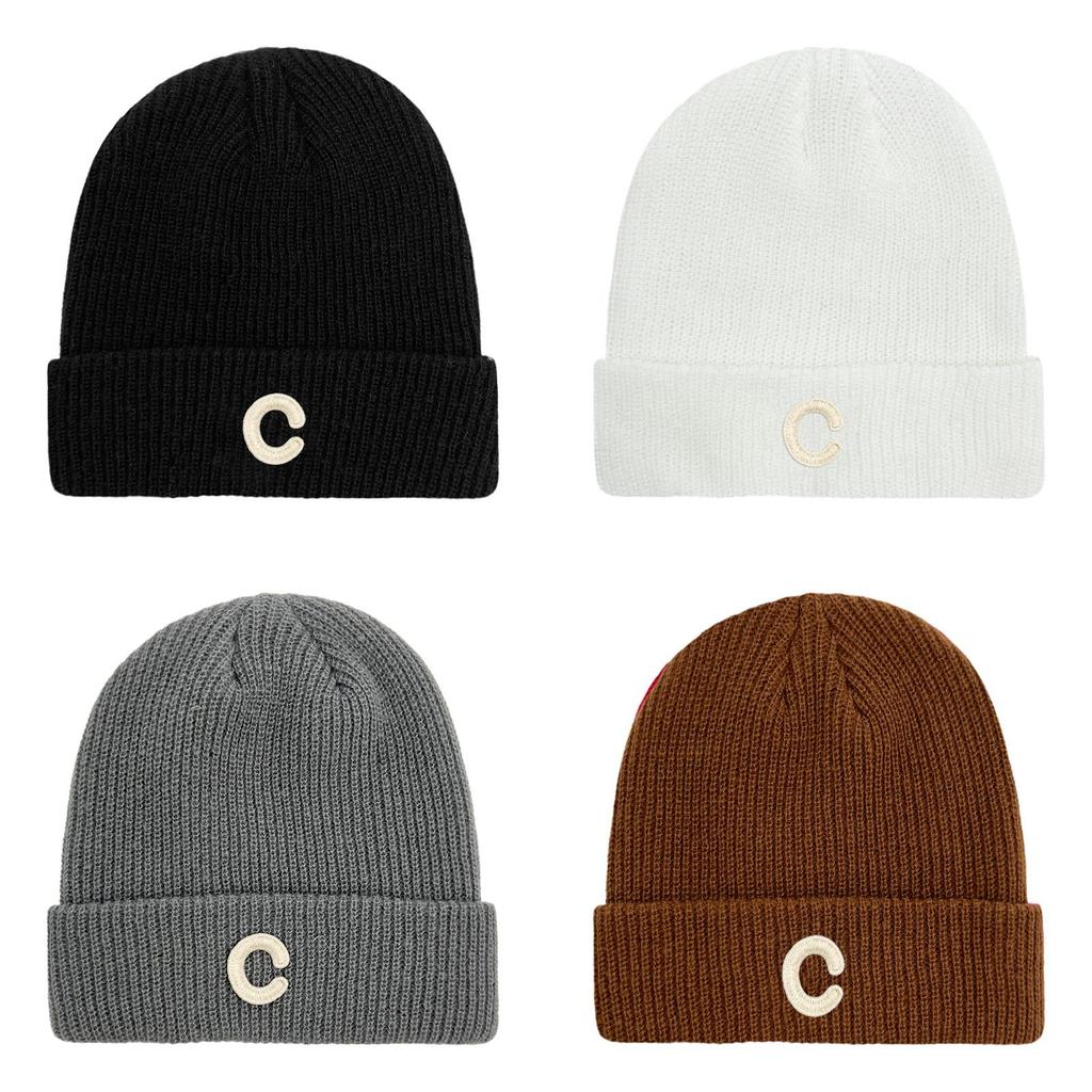 Winter Casual Knit Cap With Letter Design For Outdoor Activities Characters Included)