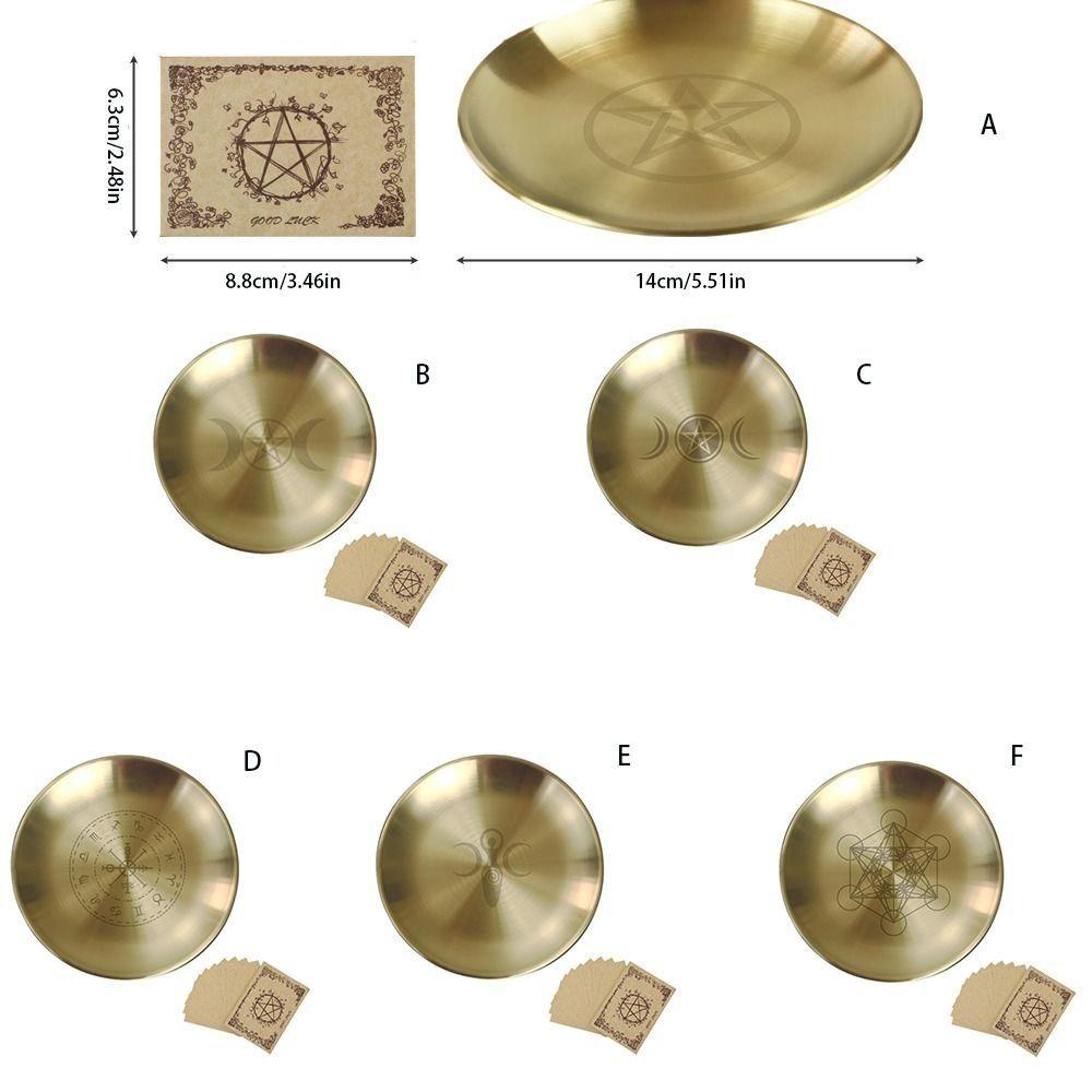 Pentagram Altar Ritual Burning Holder Plate 14cm Stainless Steel Burning Flat Bowl Multi-purpose Durable Candle Holder