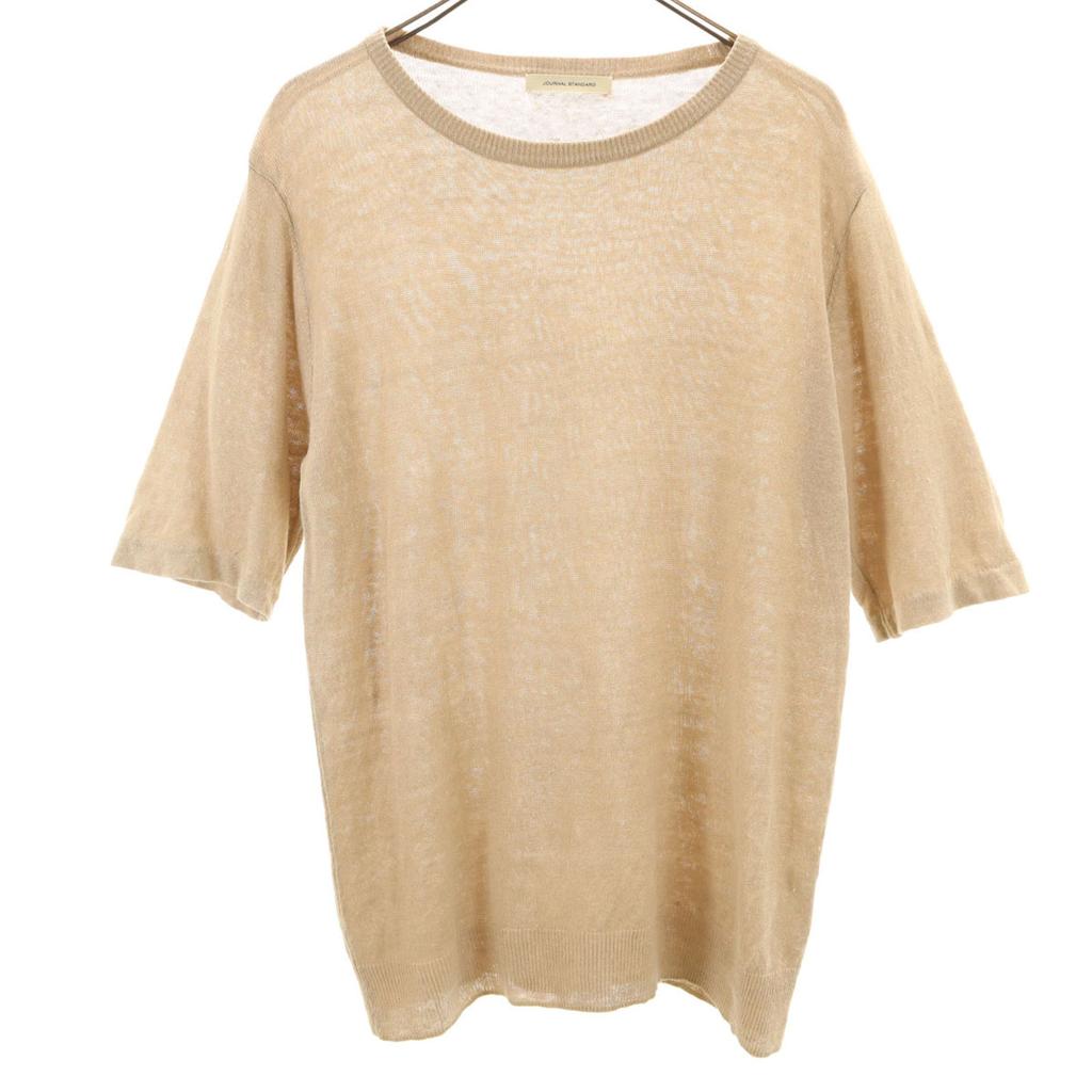 JOURNAL STANDARD Made In Japan Linen Short Sleeve Knit L Beige Men's Used