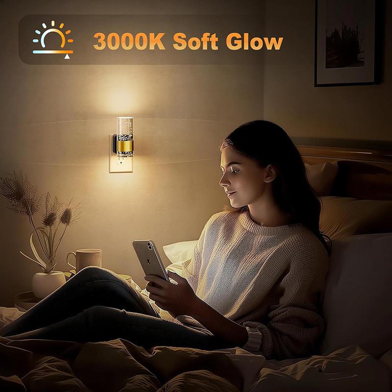 Night Light Led Plug Into Wall With Adjustable Brightness Auto Lamps Sensor