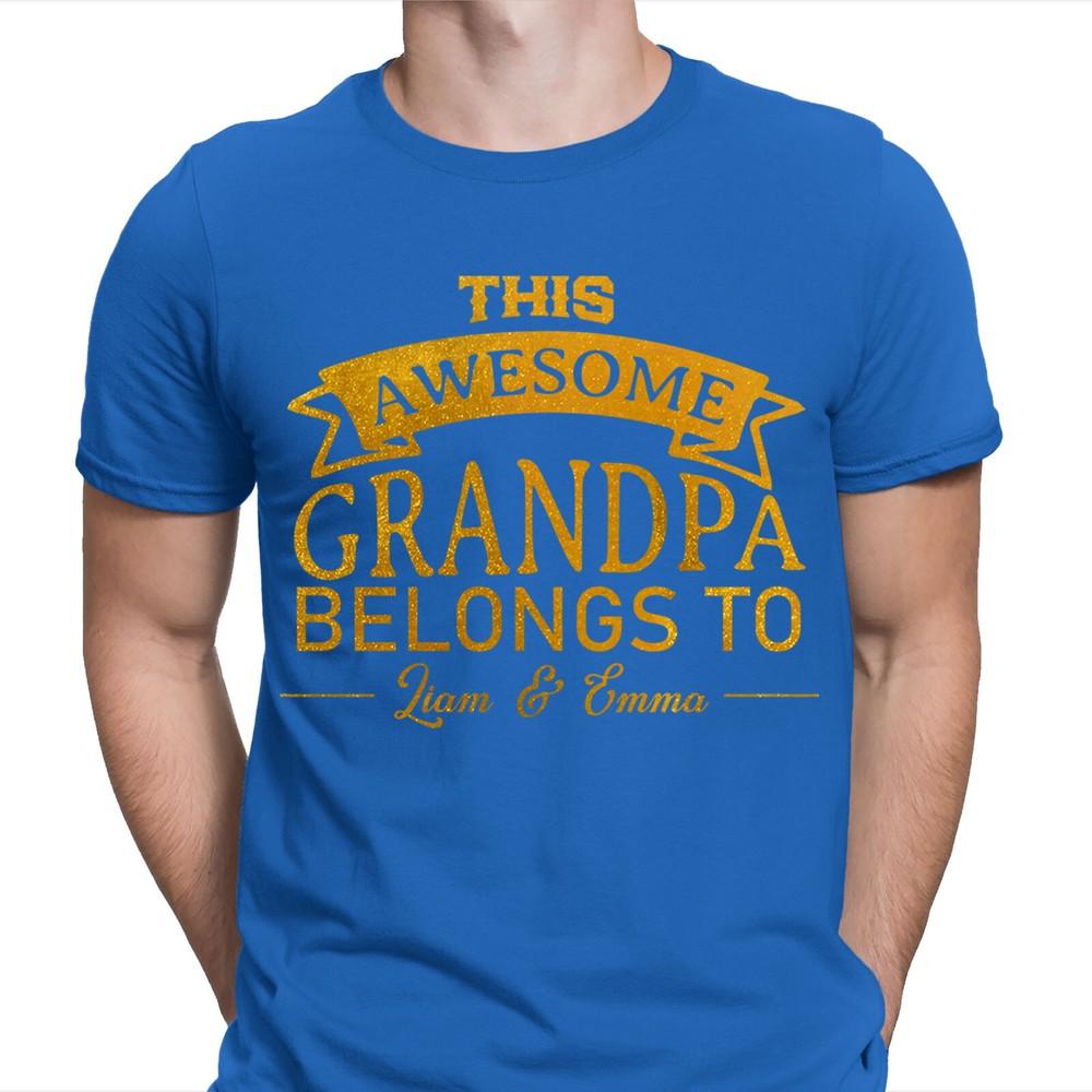 This Awesome Grandpa Belongs To Personalised Fathers Day Birthday T Shirt 2T1A1