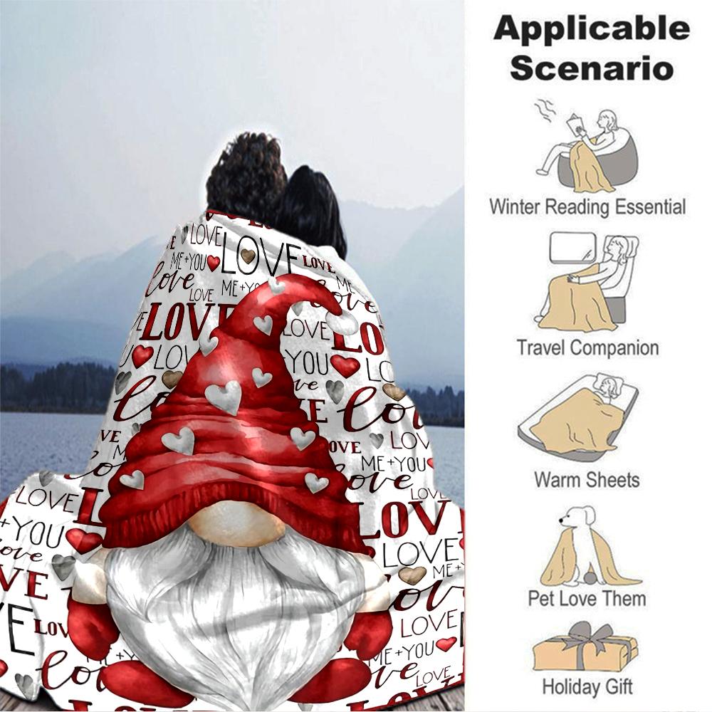 Love Gnome Heart Blanket Soft Throw Blanket For Home Bedroom Bed Sofa Travel Office Solid Christmas Blanket