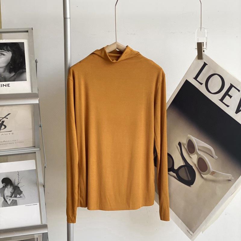 Nine Colors Women's High Neck Modal Base Top - Korean Style Solid Color Long Sleeve for 2025 Autumn/Winter.