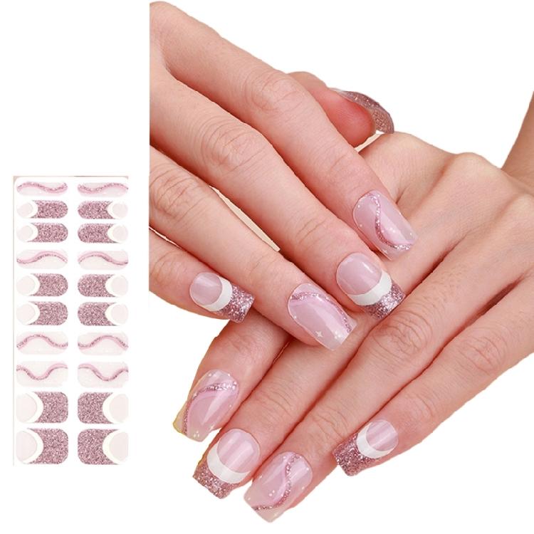Nails Polish Stickers Semi Cured Gels Nail Strips Light Required Gels Wraps
