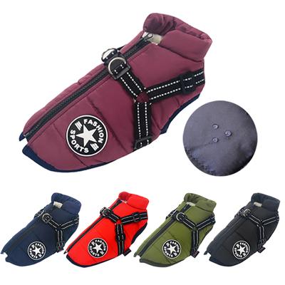 Large Pet Dog Jacket With Harness Winter Soft Warm Dog Clothes Labrador French Bulldog Waterproof Coat Outfit Vest For Dogs