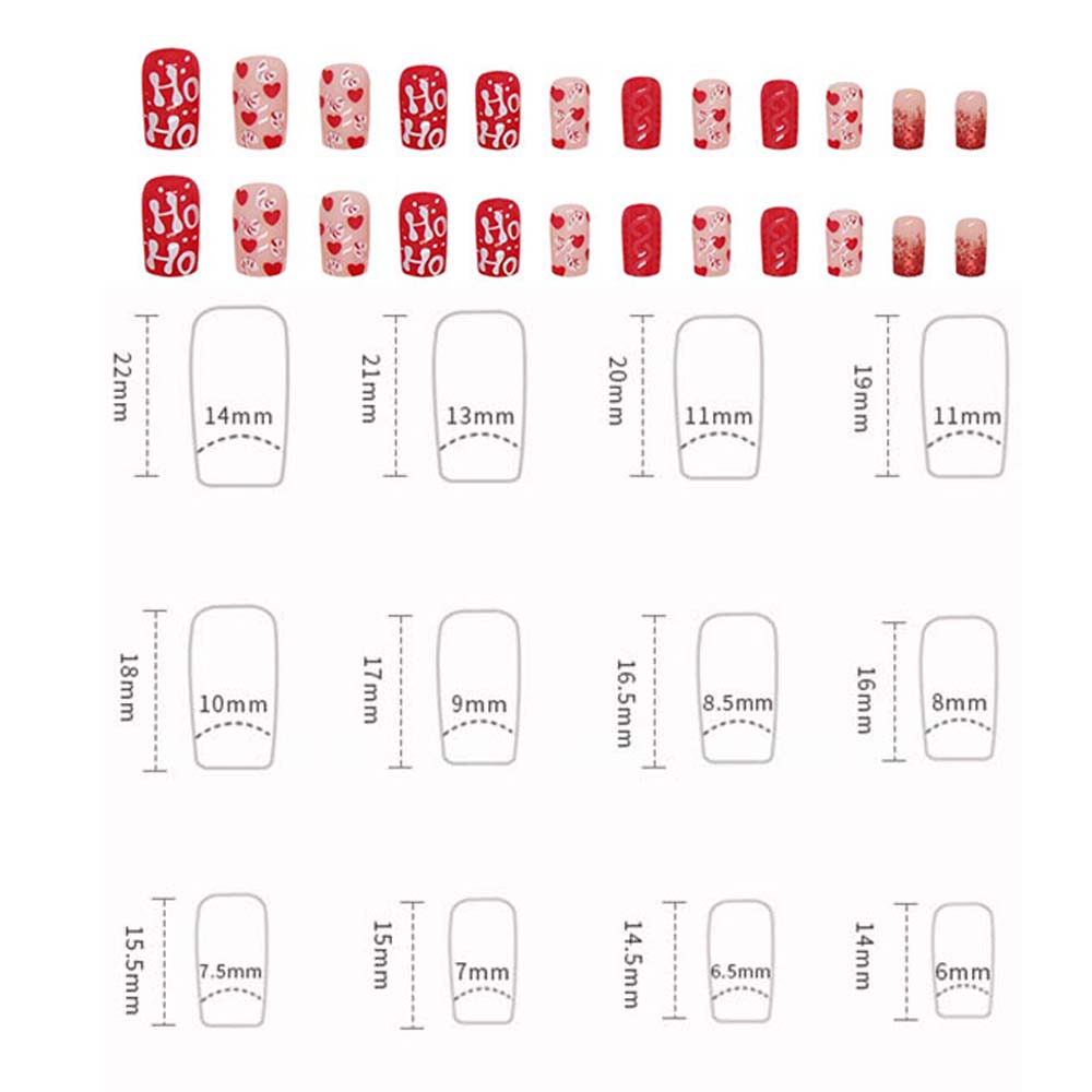 24Pcs/set DIY Nail Accessories Christmas Short False Nails Christmas Fake Nail Extension  Nail Salon
