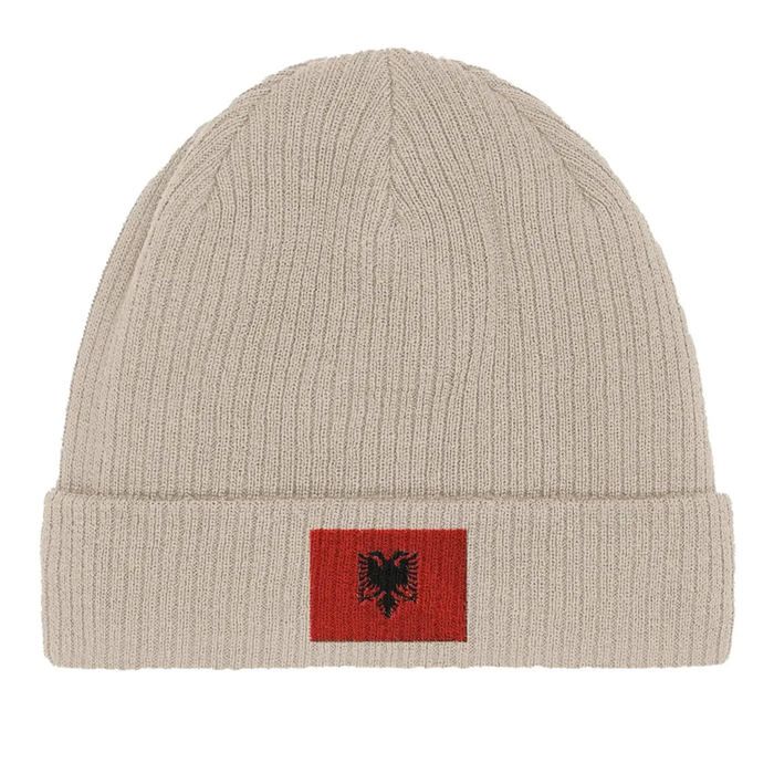Bonnet Drapeau Albanie en Beige