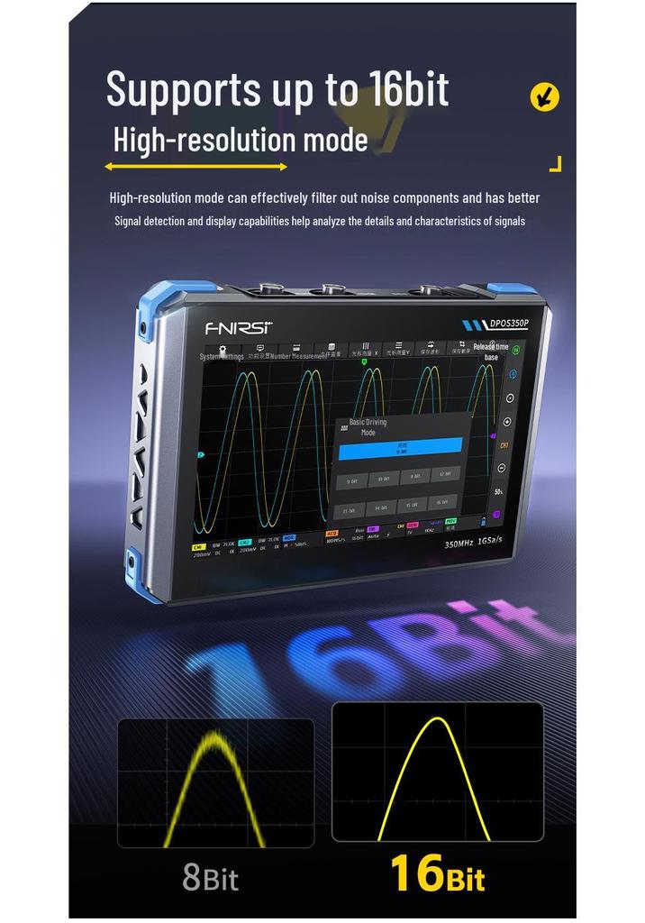 FNIRSI DPOS350P 4-in-1: 350MHz Tablet Oscilloscope, Signal Generator, Spectrum Analyzer, & Frequency Counter