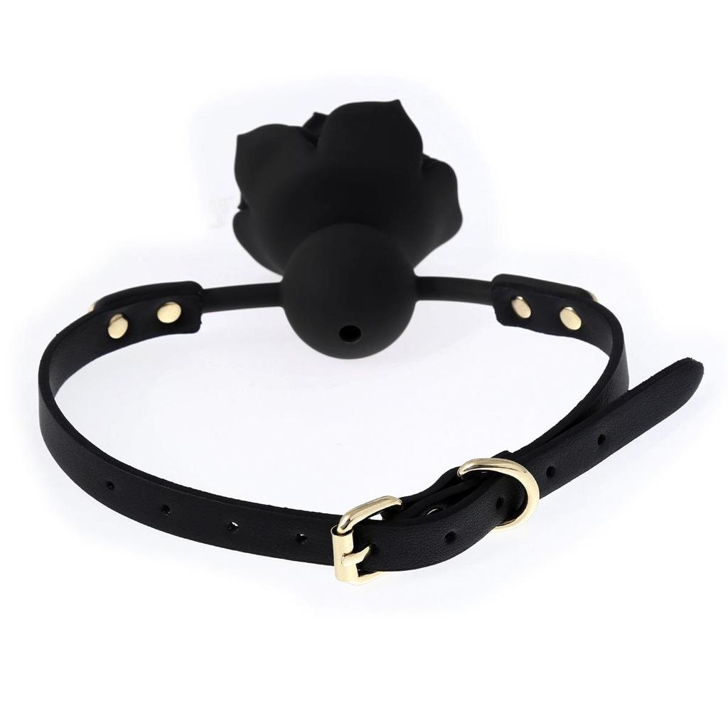 Silicone Rose-Shaped Mouth Gag - BDSM Adult Erotic Training Toy