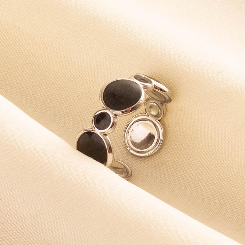 Punk Vintage Black Enamel Ring Stainless Steel Open Rings For Women Men Jewelry Fire Evil Eye Bague Acier Inoxydables Femme Gift