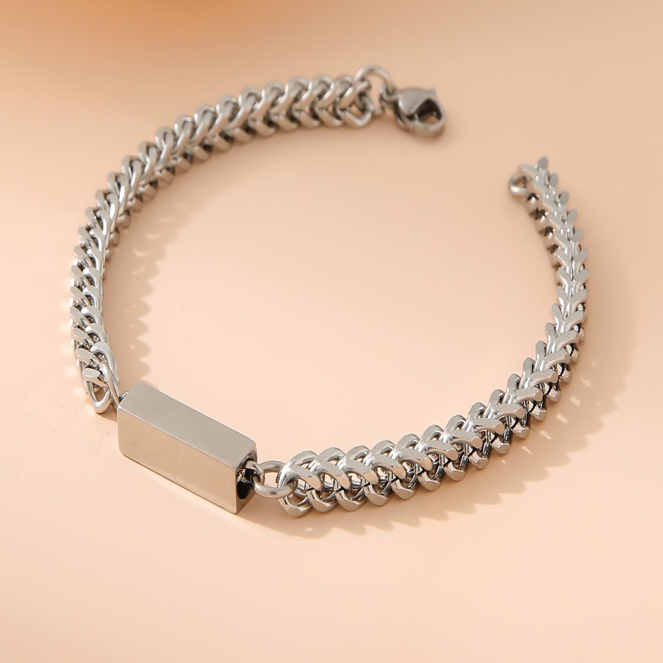 Stainless Steel Vacuum Plated 18K Gold DIYD Lettering Bracelet Men s and Women s Jewelry 17CM
