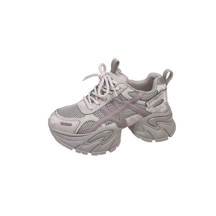 

Leather heightening dad shoes women s 2025 autumn new thick-soled four-season comfortable running casual versatile sports shoes 40 светло-серый