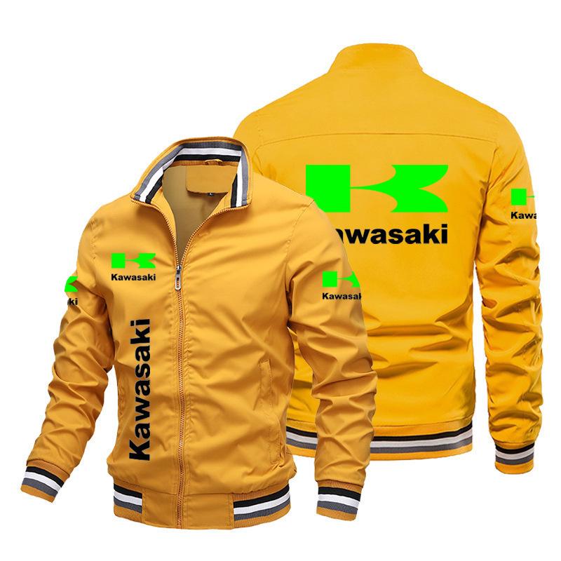Kawasaki Off-road Casual Men's Trendy Zipper Jacket with Car Logo, Plus Size Available