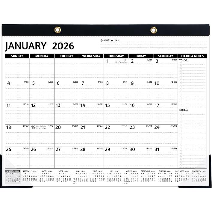2026 Desk Calendar – Jan 2026 – Dec 2026, Large Desk Calendar 2026, 14.6’’ x 11.5’’, 2026 Desk/Wall Calendar with To-do Lists, Desk Pad,