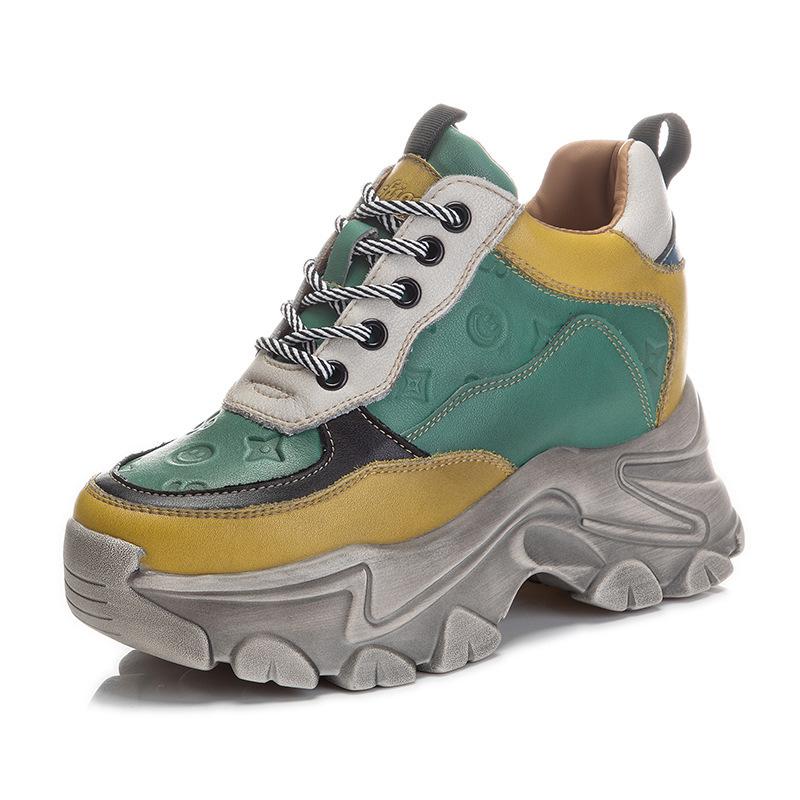 Styl etniczny wewnętrzne podwyższenie wysokości buty typu "dad shoes" nowe małe buty sportowe i rekreacyjne gruba podeszwa M