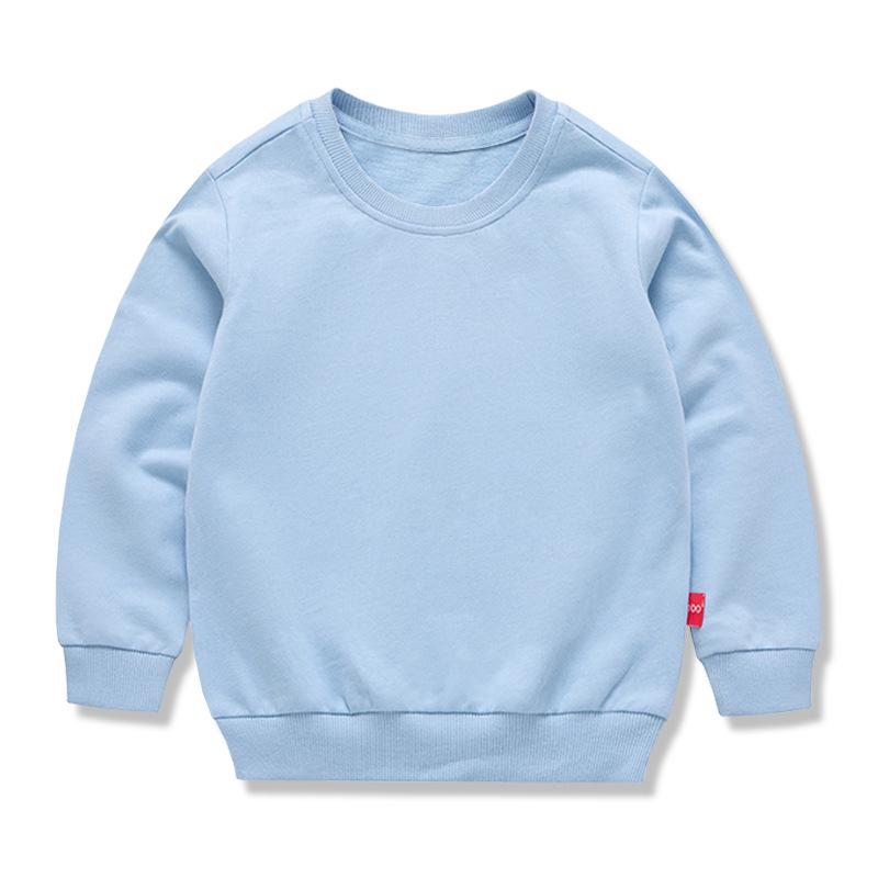 Children's Spring Collection Korean-Style Solid Color Hoodie - Trendy Long Sleeve Round Neck for Boys & Girls