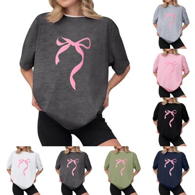 Women's Casual Printed T-Shirt Round Neck Pullover Short Sleeve Top