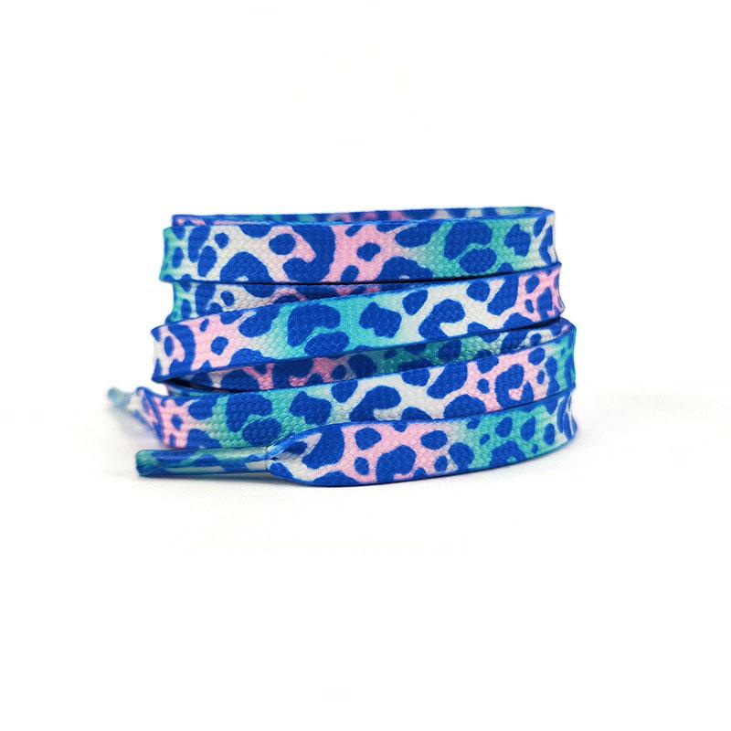Fashion Flat Shoelaces for Sneakers Color Leopard Print Tie-dye Gradient Shoelace Rope Men Women for AF1 AJ1 Canvas Shoe Laces