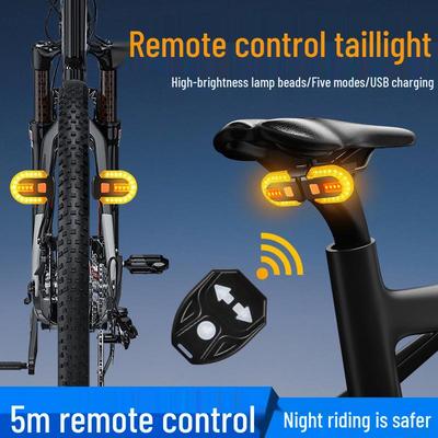 USB Rechargeable Bike Taillight with Remote-Controlled Turn Signals for Night Riding