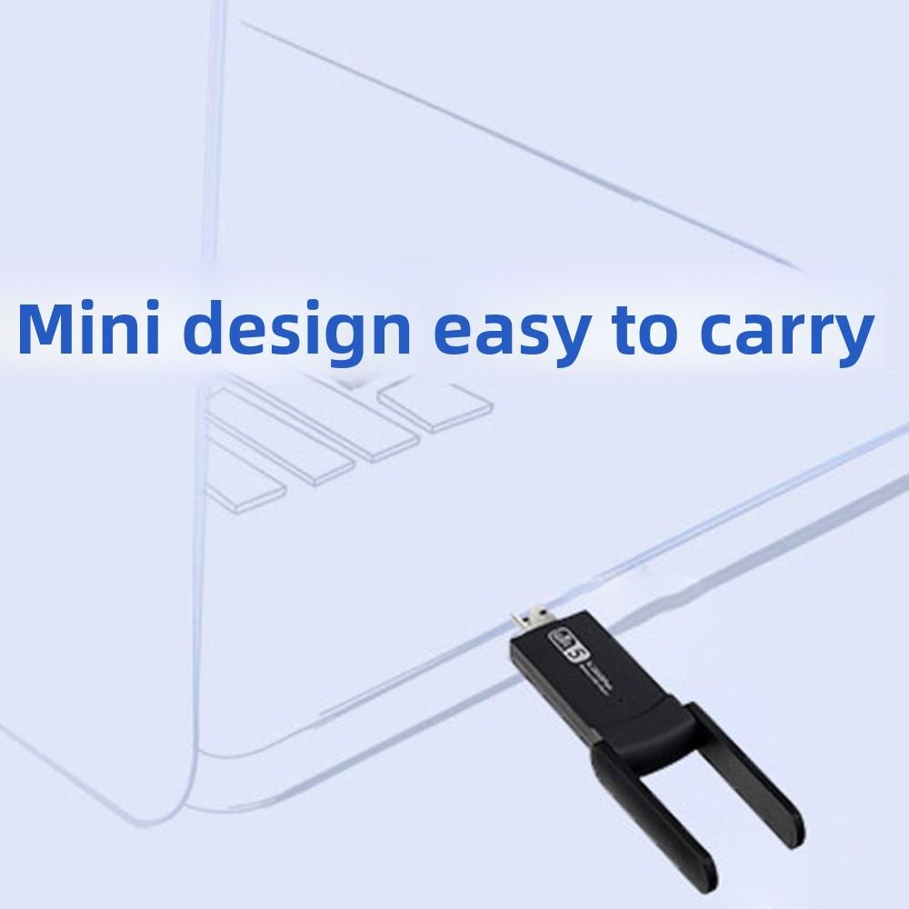 Dual Band WiFi USB Adapter 2 Antenna Design 2.4G/5Ghz 1300Mbps WiFi Dongle Powerful Driver Free Wireless Network Card Home Use