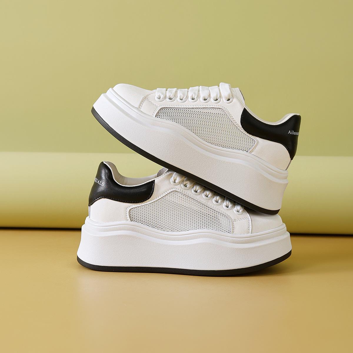 

Маленькая женская обувь кожаная платформа белые туфли женская весна новая универсальная обувь, увеличивающая рост, повседневная обувь для скейтборда 40