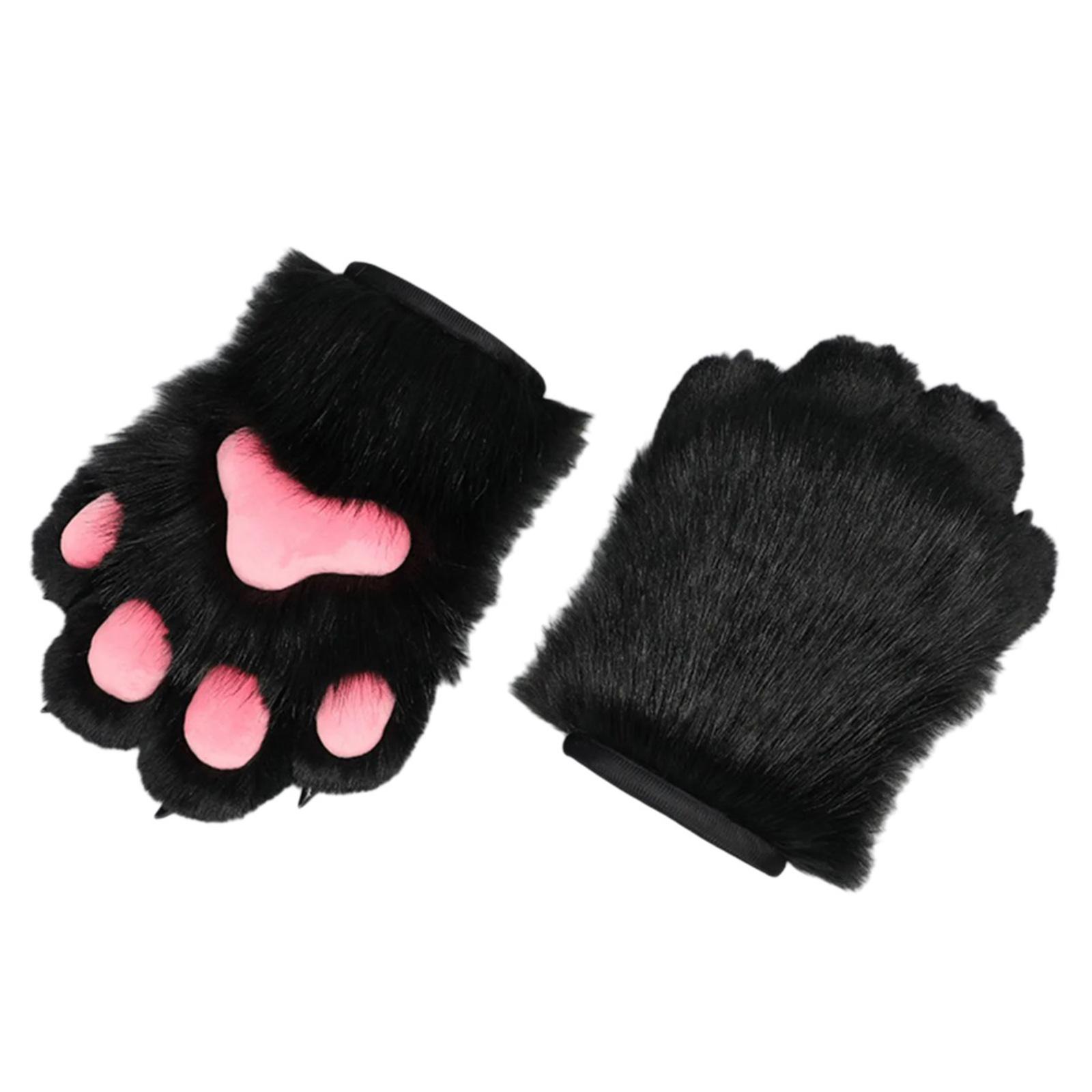

Anime Cats Paws Gloves Furry Plush Beast Paws Gloves for Girl Women Halloween Party Costume Handwear Cosplay Accessories