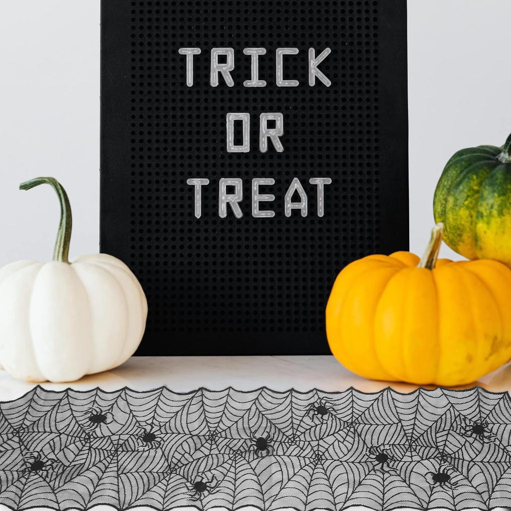 Halloween Black Spider Web Lace Table Runner Gothic Style Table Cloth Home Party Dining Table Decor Spooky Festival Decoration
