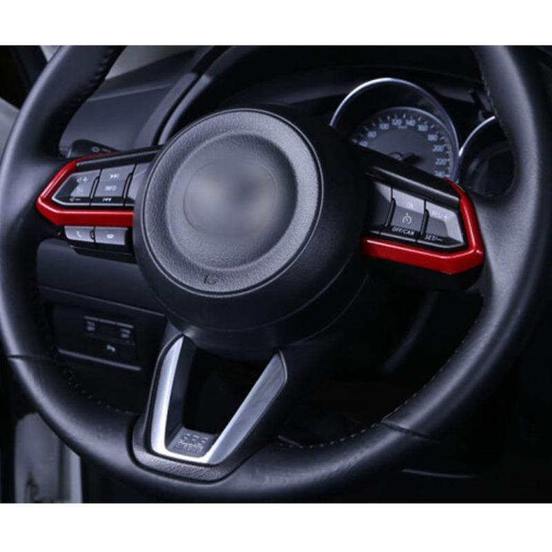 For Mazda CX-3 CX3 2017 2018     Car Styling Stick Cover Steering Wheel Button Switch Kit Trim Frame Panel Trim
