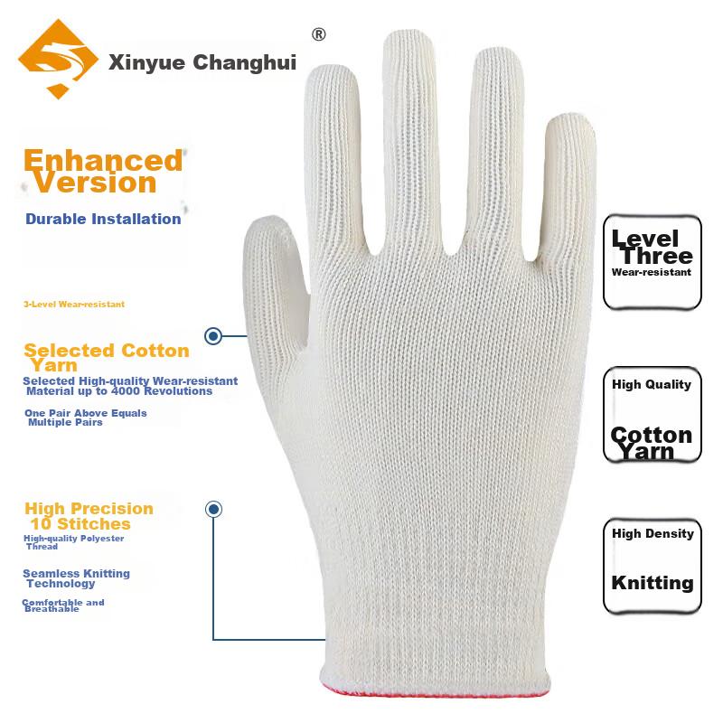 Xinyuechanghui Cotton Work Gloves, 12 Pairs/pack, Thickened Wear-Resistant Work Gloves S7011