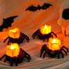 50 szt. Dekoracja Świec Herbatnich Pająków na Halloween, Halloweenowe Bezpłomieniowe Świece LED, Lampiony na Baterie do Halloweenowego Domowego Upiornego Dekorowania