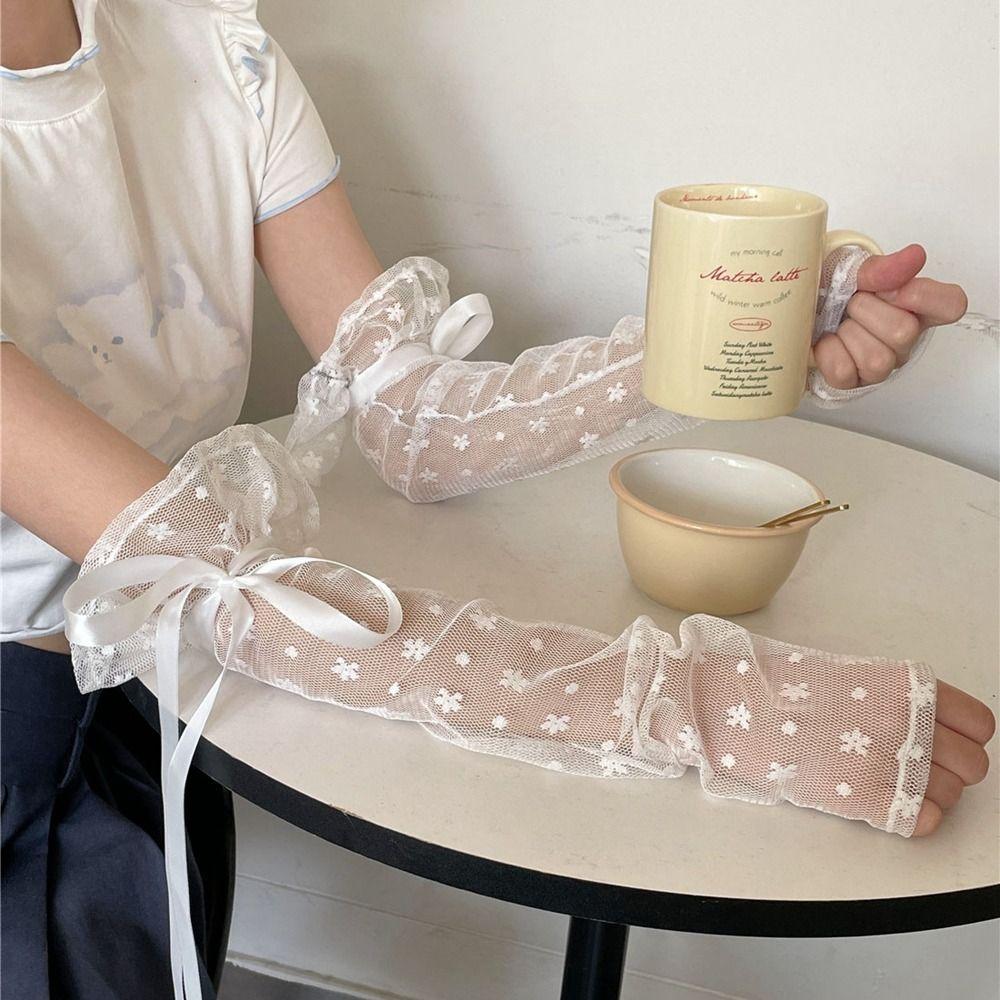 Lolita Driving Gloves Sunscreen Sleeve Long Sleeve Glove Lace Arm Warmers Ice Silk Sleeves